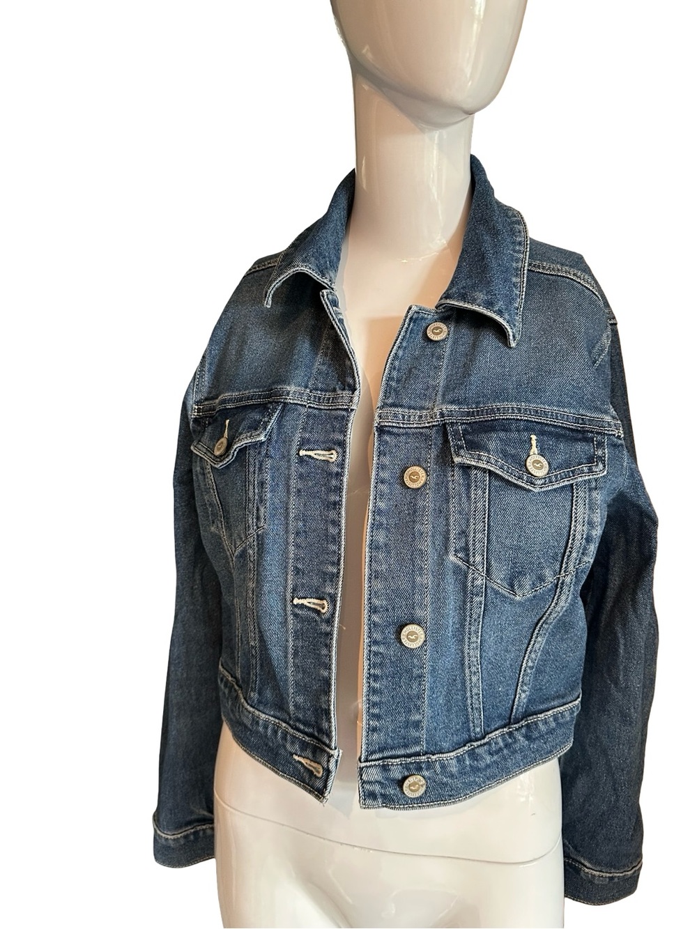 Hollister Cropped Denim Jacket Size Small